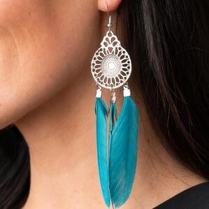 Mykonos Blue feather Earrings